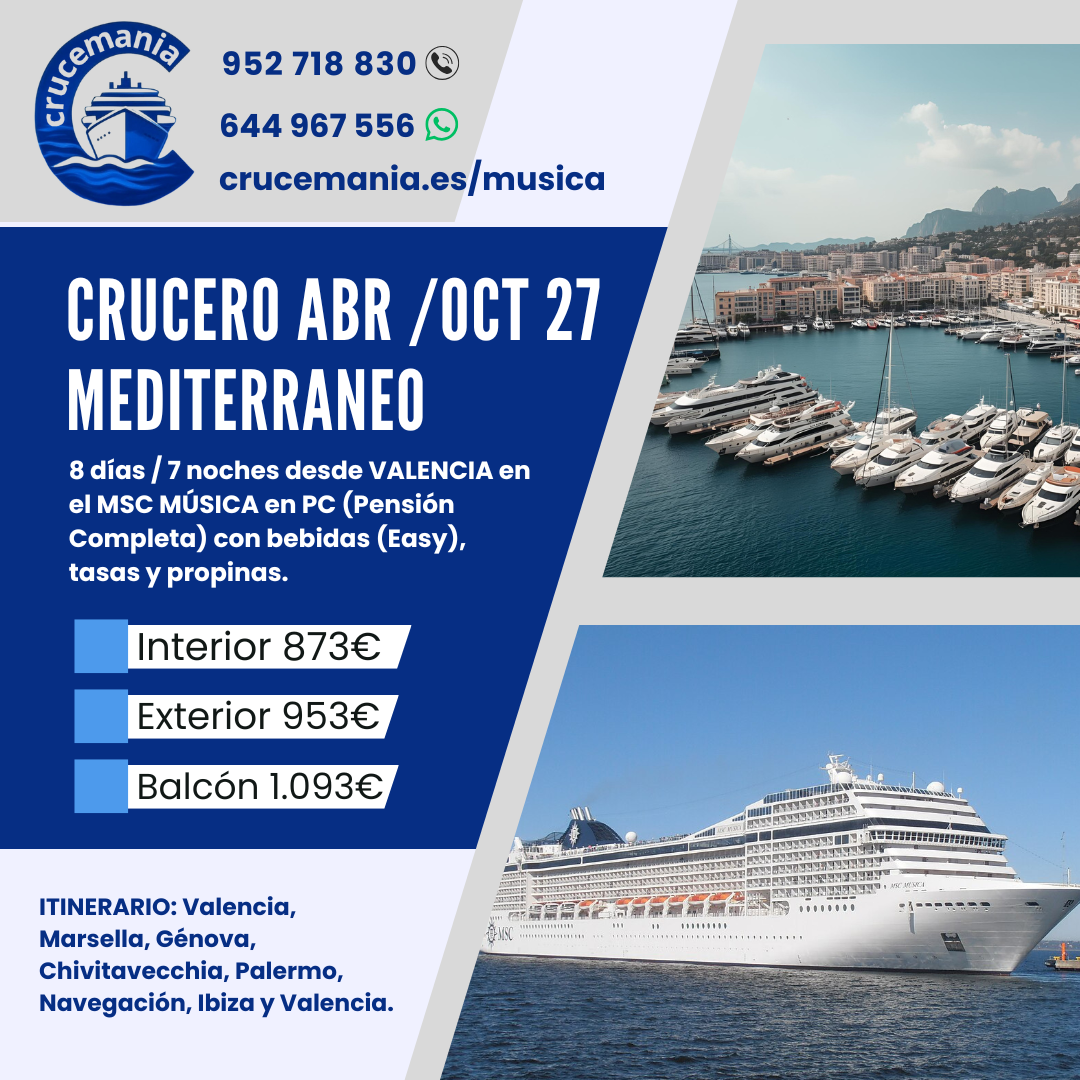 Música 🚢 desde 873€
